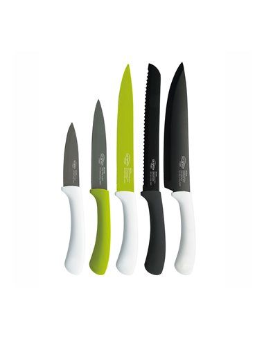 Conjunto de 5 facas de aço inoxidável verde...