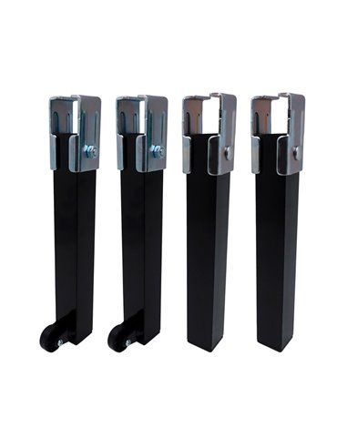 JUEGO 4 PATAS SOMIER PT25 40x30x260mm CON RUEDA, NEGRO 96405 MICEL