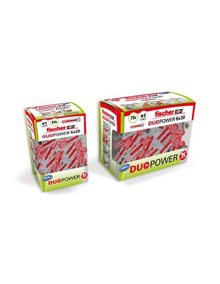 Cavilha Duopower Ø6x30mm DIY 70 unidades