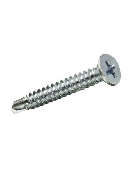 Caixa com 20 unidades de parafuso autoperfurante para chapa de cabeça chata em zinco 3,5x19mm Fadix