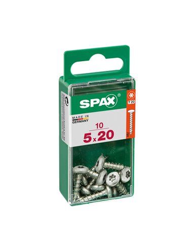 Caixa de 10 unidades de parafuso para madeira Spax com cabeça redonda Wirox 5,0x20mm Spax