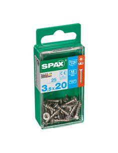 CAJA 25 uds. TORNILLO MADERA SPAX CAB. PLANA INOX A2 3,5x20mm SPAX