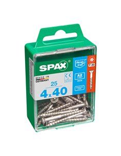 CAJA 25 uds. TORNILLO MADERA SPAX CAB. PLANA INOX A2 4,0x40mm SPAX