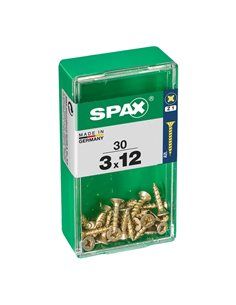 Caixa de 30 unidades de parafuso para madeira Spax com cabeça plana Yellox 3,0x12mm Spax