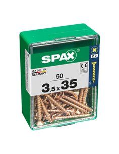 CAJA 50 uds. TORNILLO MADERA SPAX CAB. PLANA YELLOX 3,5x35mm SPAX