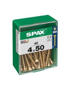 CAJA 40 uds. TORNILLO MADERA SPAX CAB. PLANA YELLOX 4,0x50mm SPAX