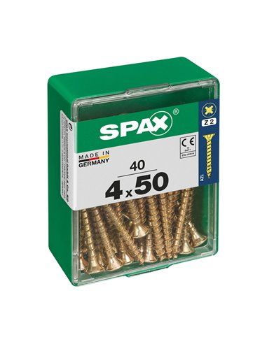 CAJA 40 uds. TORNILLO MADERA SPAX CAB. PLANA YELLOX 4,0x50mm SPAX