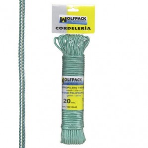 Cuerda Trenzada Polipropileno Blanca / Verde (Madeja 20 m.)