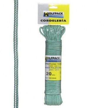 Corda Trançada de Polipropileno Branco/Verde (Meada 20 m.)