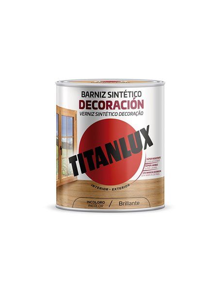 BARNIZ SINTÉTICO DECORACIÓN BRILLANTE INCOLORO 250ml TITANLUX M10100014