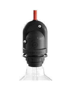 PORTALÁMPARAS PARA EXTERIOR E27 NEGRO. IP65 (RETRACTILADO)