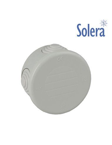 Caixa de ligação redonda impermeável IP55 Ø77x35mm com tampa de encaixe e 4 cones cinzentos EDM 60140