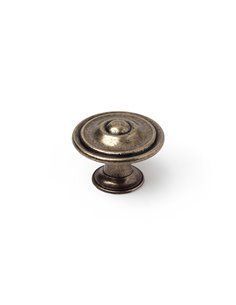 BLISTER CON 4 POMOS REDONDOS PARA MUEBLE FABRICADO EN ZAMAK ACABADO CUERO VIEJO MOD.3110 Ø35mm REI