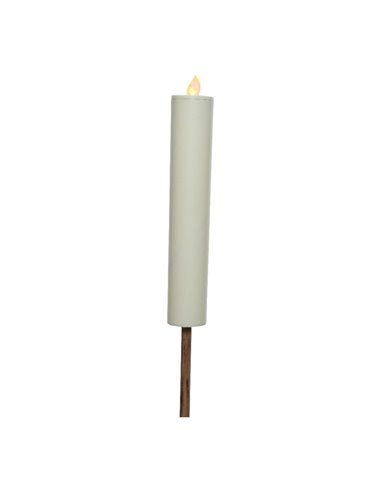 Vela Solar Efeito Chama Ø4x90cm Branca Lumineo