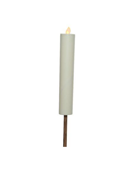 Vela Solar Efeito Chama Ø4x90cm Branca Lumineo