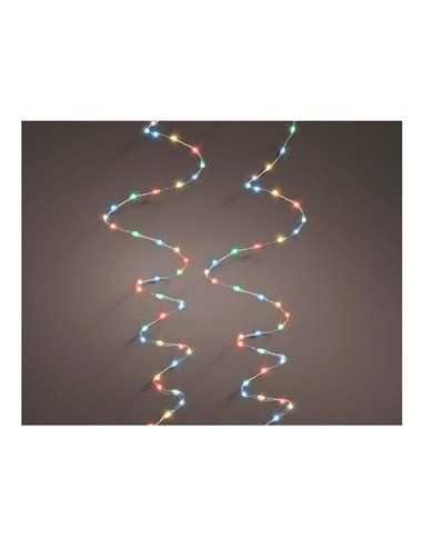 Guirlanda Micro LED Extra Densa MultiColor Piscando 14m 567 LEDs Cabo Prateado