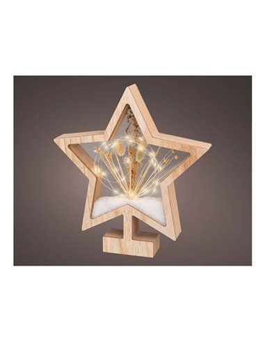 Estrela de Madeira com MicroLEDs 4x26x28cm 25 LEDs