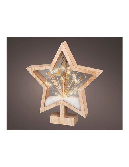 Estrela de Madeira com MicroLEDs 4x26x28cm 25 LEDs