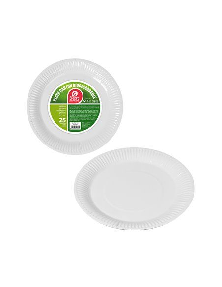 Pacote de 25 Pratos de Papel Branco ø23cm Best Products Verde