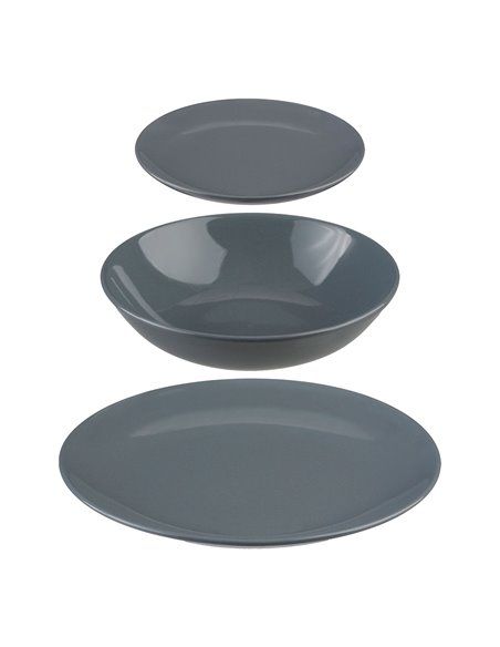 VAJILLA 18 PIEZAS COLOR GRIS