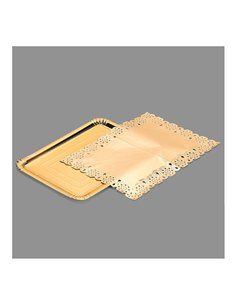 BOLSA CON 1 BANDEJA RECTANGULAR CON BLONDA ORO 25x34cm