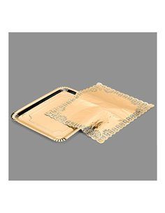 BOLSA CON 1 BANDEJA RECTANGULAR CON BLONDA ORO 31x38cm