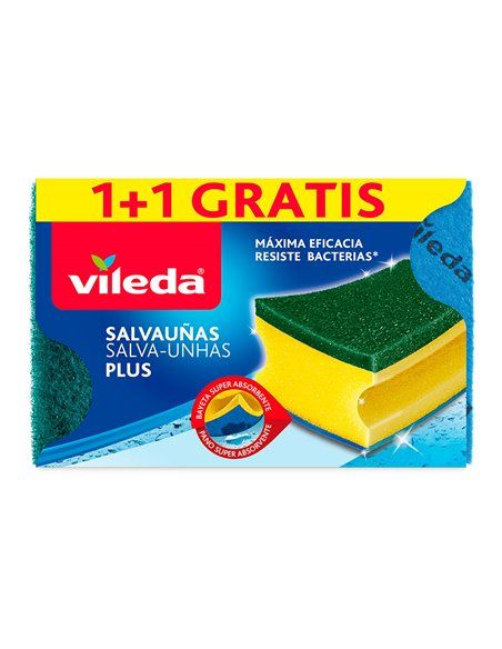 ESTROPAJO SALVAUÑAS PLUS ANTIBACTERIAS 1+1 162590 VILEDA