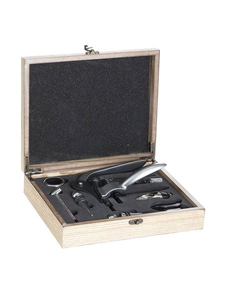 BOX MADERA SOMMELIER 9 PIEZAS