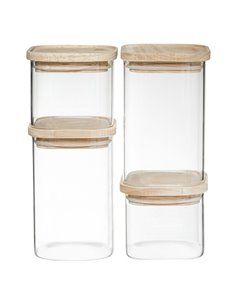 Conjunto de 4 potes de cozinha herméticos empilháveis