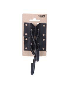 2 unidades Placa Gancho Cabide Rede 70x45mm Preto EDM