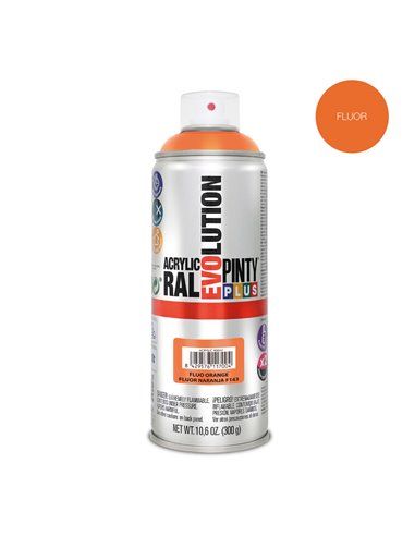 Tinta spray fluorescente PintyPlus Evolution - laranja 520cc F143