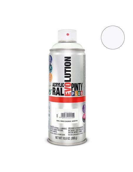 Tinta spray PintyPlus Evolution - RAL 9003 Pure Signal Branco 520cc