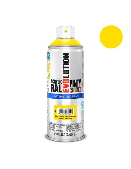 PINTURA EN SPRAY PINTYPLUS EVOLUTION WATER-BASED 520CC RAL 1021 AMARILLO COLZA