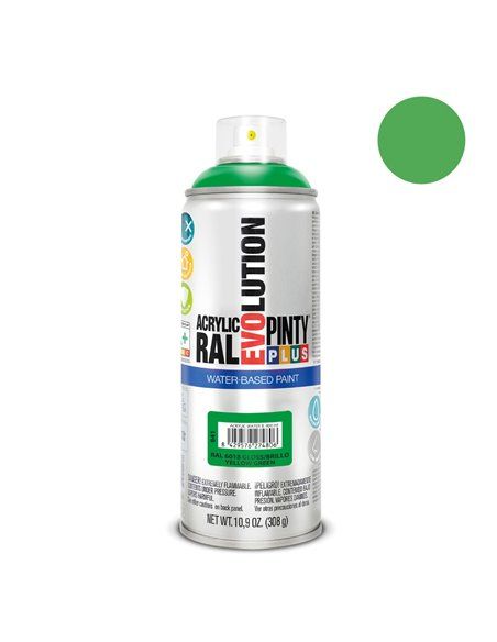PINTURA EN SPRAY PINTYPLUS EVOLUTION WATER-BASED 520CC RAL 6018 VERDE AMARILLENTO