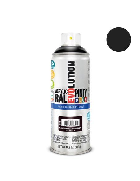 PINTURA EN SPRAY PINTYPLUS EVOLUTION WATER-BASED 520CC RAL 9005 NEGRO INTENSO