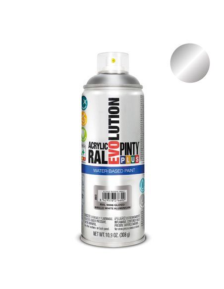 PINTURA EN SPRAY PINTYPLUS EVOLUTION WATER-BASED 520CC RAL 9006 ALUMINIO BLANCO