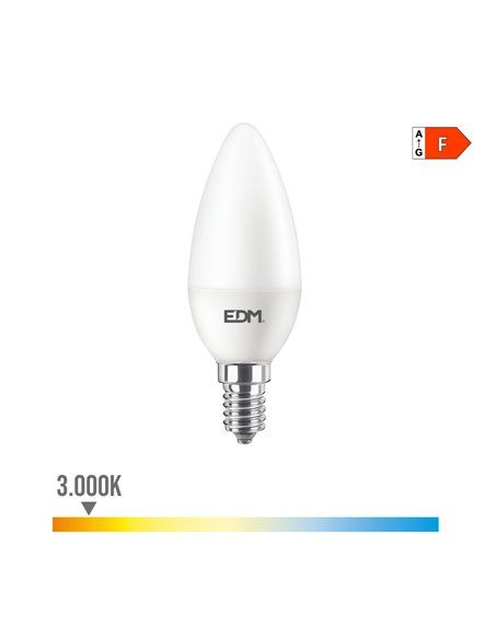 BOMBILLA VELA LED E14 8W 806 lm 3000K LUZ CALIDA Ø3,8x11,4cm EDM