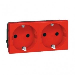 Base de enchufe 2P+TT doble rojo Legrand Mosaic 77272