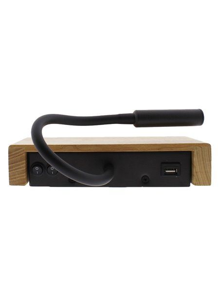 Aplique LED Madera Ravel 5W+3W USB