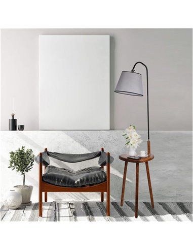 Lámpara de pie de madera con mesa Model 3 gris
