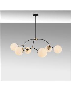 Candeeiro de teto de 6 luzes com abajures de cristal Modelo 5 2
