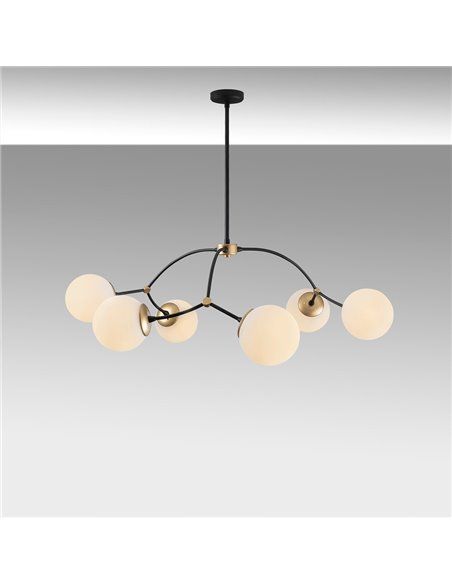 Candeeiro de teto de 6 luzes com abajures de cristal Modelo 5
