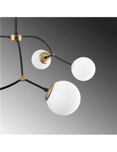 Candeeiro de teto de 6 luzes com abajures de cristal Modelo 5