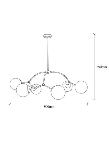 Candeeiro de teto de 6 luzes com abajures de cristal Modelo 5