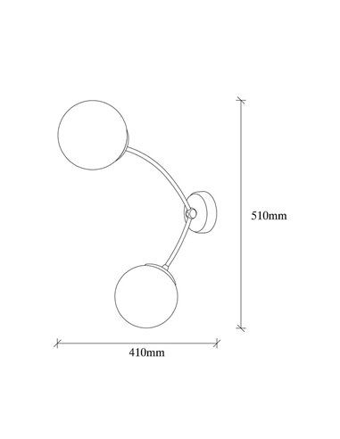 Aplique de pared de 2 luces con tulipas de cristal Model 5
