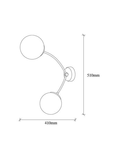 Aplique de pared de 2 luces con tulipas de cristal Model 5