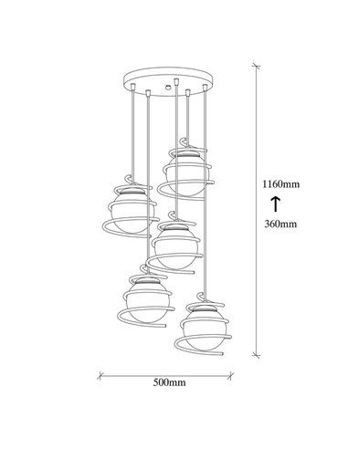 Lámpara de techo de 5 luces Model 6 regulable en altura