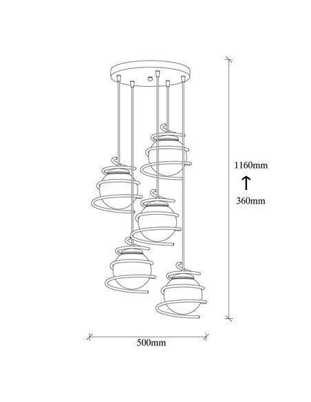 Lámpara de techo de 5 luces Model 6 regulable en altura