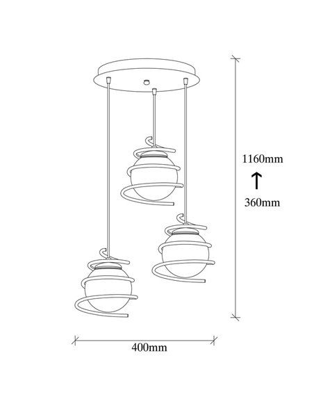 Lámpara de techo de 3 luces Model 6 regulable en altura