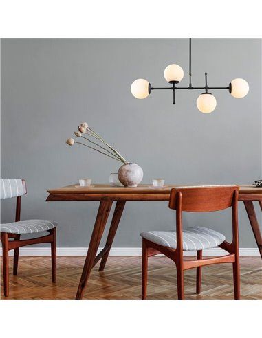 Modelo 8 Candeeiro de teto linear preto com 4 luzes